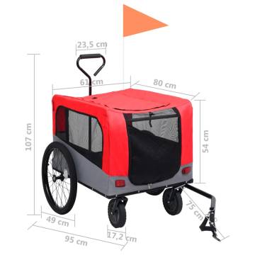 2-in-1 Pet Bike Trailer & Jogging Stroller | Red & Grey