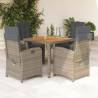 5 Piece Garden Dining Set with Cushions Grey Poly Rattan Colour grey Size 90 cm table length Number of 4 