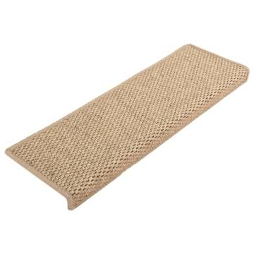 Stair Mats Self-Adhesive Sisal-Look - 15 Pcs, Sand Color