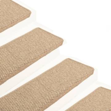 Stair Mats Self-Adhesive Sisal-Look - 15 Pcs, Sand Color