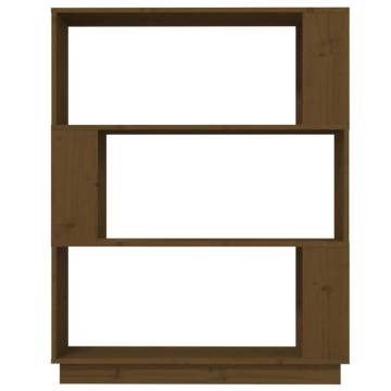 Book Cabinet & Room Divider - Honey Brown Solid Wood 80x25x101cm