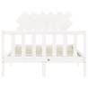 Solid Wood Bed Frame with Headboard - White Small Double