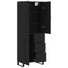 Stylish Black Highboard 69.5x34x180 cm - Durable Engineered Wood