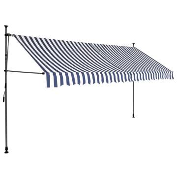 Manual Retractable Awning with LED 400 cm - Blue and White