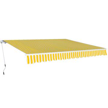 Folding Awning 400 cm Yellow/White - Manual Operated | HipoMarket