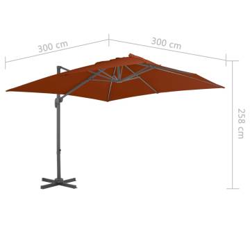 Cantilever Umbrella with Aluminium Pole - Terracotta 300x300 cm