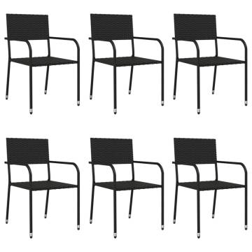 7 Piece Garden Dining Set - Black Rattan & Steel | HipoMarket