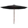 Outdoor Parasol with Wooden Pole 350 cm Black Colour black Quantity in Package 1 