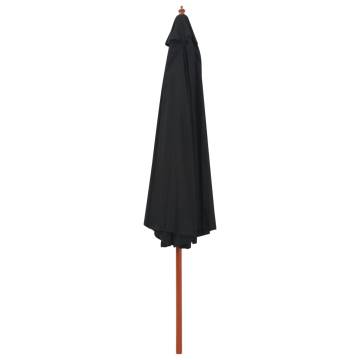 Outdoor Parasol with Wooden Pole 350 cm - Black | Hipo Market