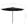 Outdoor Parasol with Wooden Pole 350 cm - Black | Hipo Market