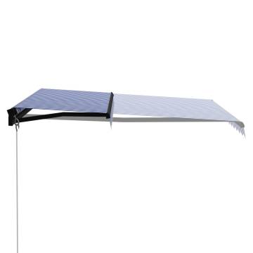 Manual Retractable Awning with LED - 300x250 cm Blue & White