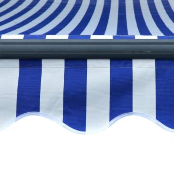 Manual Retractable Awning with LED - 300x250 cm Blue & White