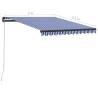 Manual Retractable Awning with LED - 300x250 cm Blue & White