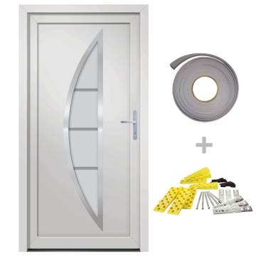 Front Door White 108x208 cm PVC - Secure & Elegant Design