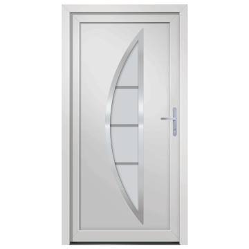 Front Door White 108x208 cm PVC - Secure & Elegant Design