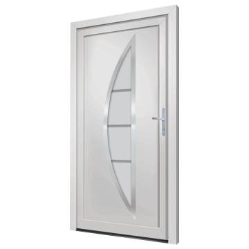 Front Door White 108x208 cm PVC - Secure & Elegant Design