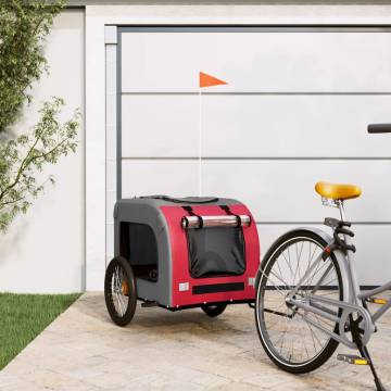 Durable Pet Bike Trailer - Red & Grey Oxford Fabric & Iron