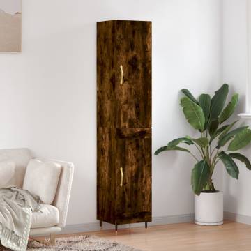 Stylish Highboard in Smoked Oak | 34.5x34x180 cm