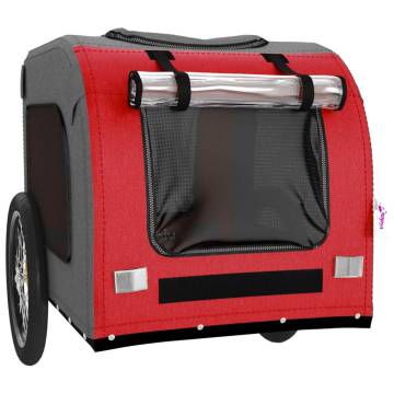 Durable Pet Bike Trailer - Red & Grey Oxford Fabric & Iron