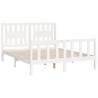 White Solid Wood Pine Bed Frame with Headboard - 120x200 cm