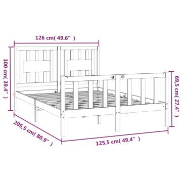 White Solid Wood Pine Bed Frame with Headboard - 120x200 cm