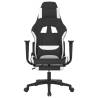 Gaming Chair with Footrest - Black & White Fabric | HiPo Market