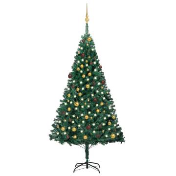 Artificial Pre-lit Christmas Tree with Ball Set - 210 cm Green