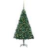 Artificial Pre-lit Christmas Tree with Ball Set Green 210 cm PVC Colour green and gold Size 210 x 110 cm Quantity in Package 1 Number of Branch Tips 