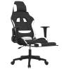 Gaming Chair with Footrest - Black & White Fabric | HiPo Market