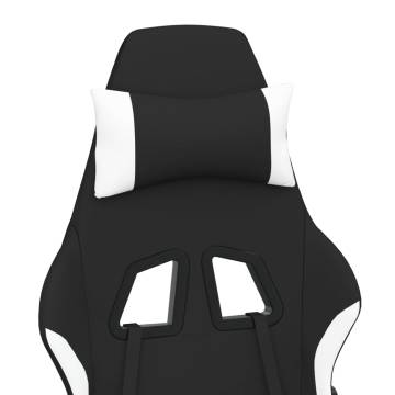 Gaming Chair with Footrest - Black & White Fabric | HiPo Market