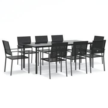 9 Piece Garden Dining Set - Stylish Poly Rattan & Steel