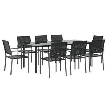 9 Piece Garden Dining Set - Stylish Poly Rattan & Steel