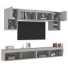 6 Piece TV Wall Units with LED Grey Sonoma Engineered Wood Colour grey sonoma Quantity in Package 1 