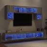 6 Piece TV Wall Units with LED - Grey Sonoma Engineered Wood