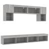 6 Piece TV Wall Units with LED - Grey Sonoma Engineered Wood