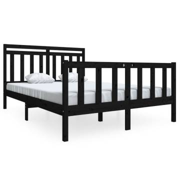 Black Solid Wood Bed Frame 140x190 cm - Durable & Stylish