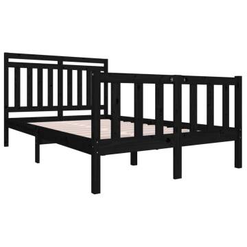 Black Solid Wood Bed Frame 140x190 cm - Durable & Stylish