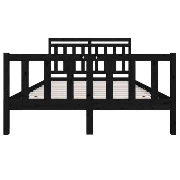 Black Solid Wood Bed Frame 140x190 cm - Durable & Stylish