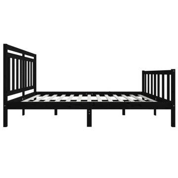 Black Solid Wood Bed Frame 140x190 cm - Durable & Stylish