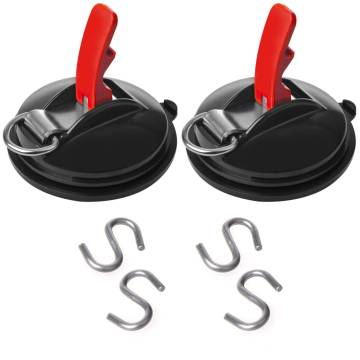 ProPlus Suction Cup Fasteners - 2 pcs with Rings & S-hooks