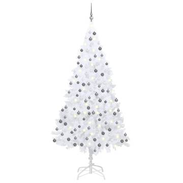 Stunning 240 cm Pre-lit White Christmas Tree with Ball Set