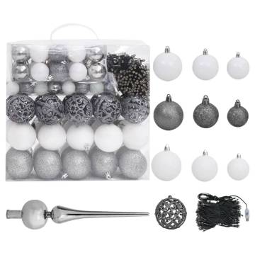 Stunning 240 cm Pre-lit White Christmas Tree with Ball Set