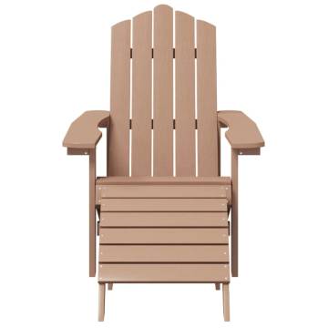 Garden Adirondack Chair with Footstool - Durable HDPE Brown