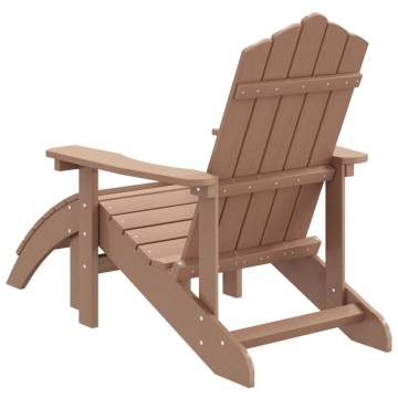 Garden Adirondack Chair with Footstool - Durable HDPE Brown