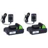 2 Piece Cordless Garden Power Tool Set with Chargers & Batteries