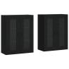 Elegant Black Wall Mounted Cabinets - 2 pcs | HipoMarket UK