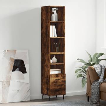 Stylish Highboard in Smoked Oak - 34.5x34x180 cm