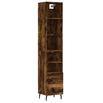 Stylish Highboard in Smoked Oak - 34.5x34x180 cm