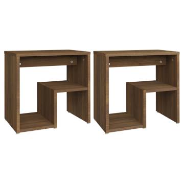 Stylish Brown Oak Bed Cabinets - 2 pcs - 40x30x40 cm