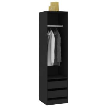 Stylish Black Wardrobe with Drawers - 50x50x200 cm